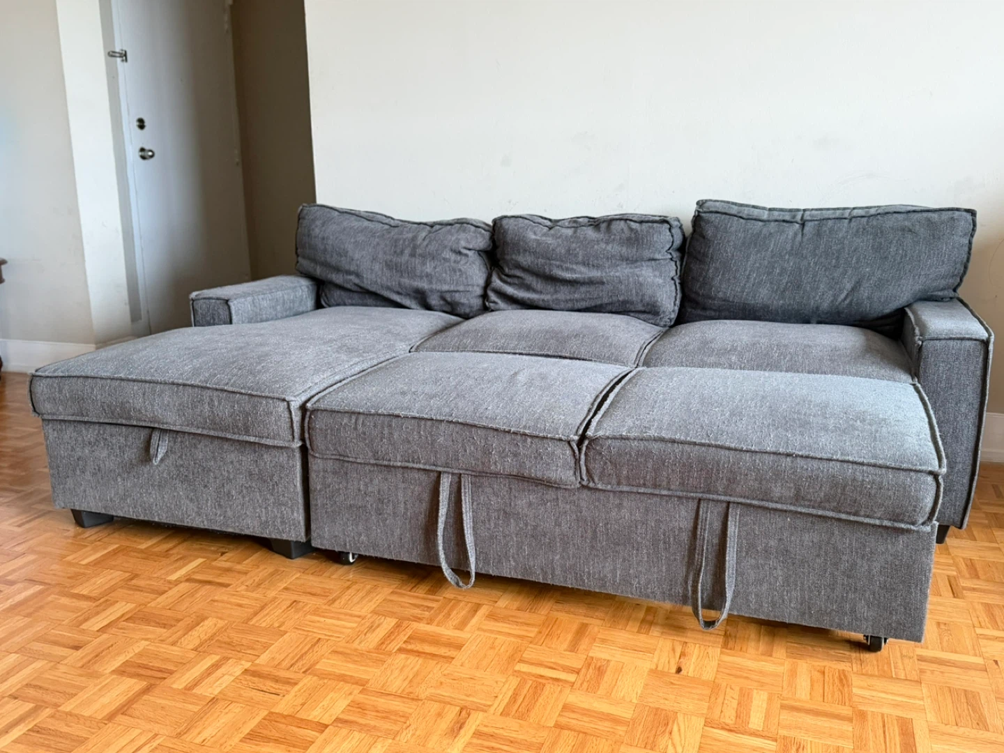 Grey Sectional Sofa with Storage and Pull-out Bed - photo 4