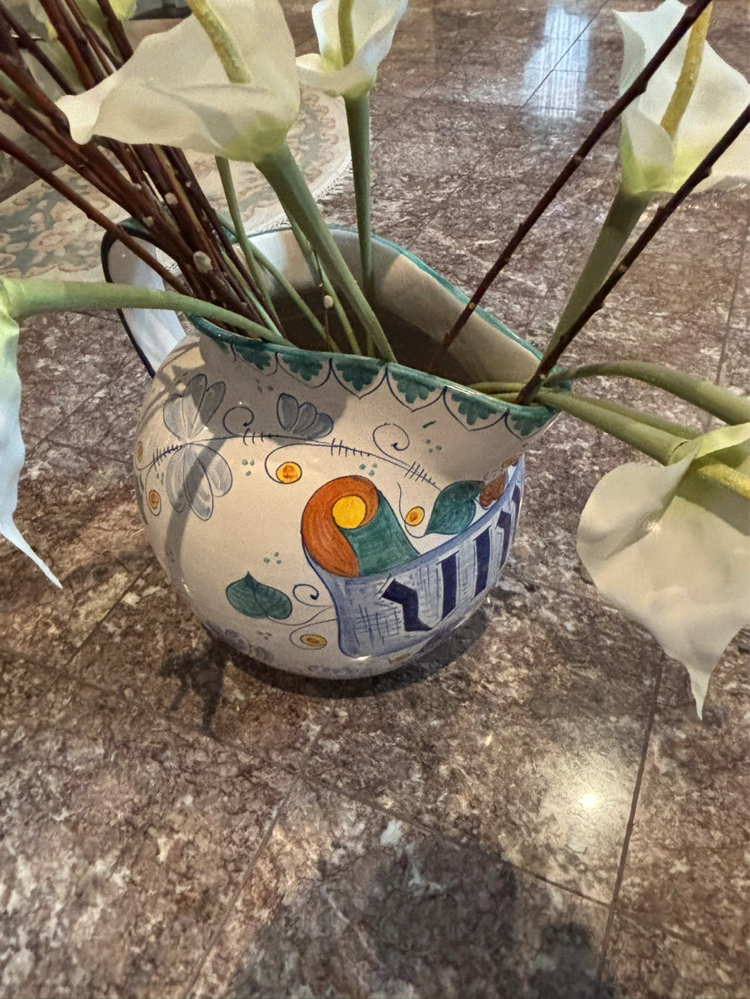 Decorative Pitcher with Floral Design