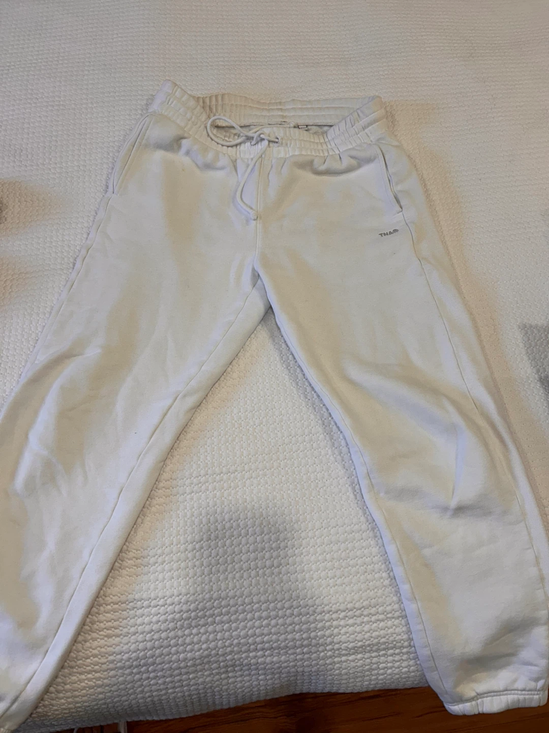 TNA Sweatfleece Cozy Fleece Boyfriend Pants - White - Size S - photo 2