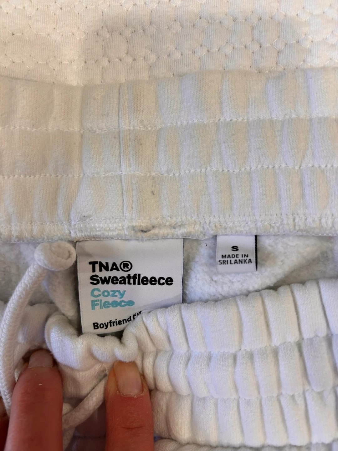 TNA Sweatfleece Cozy Fleece Boyfriend Pants - White - Size S