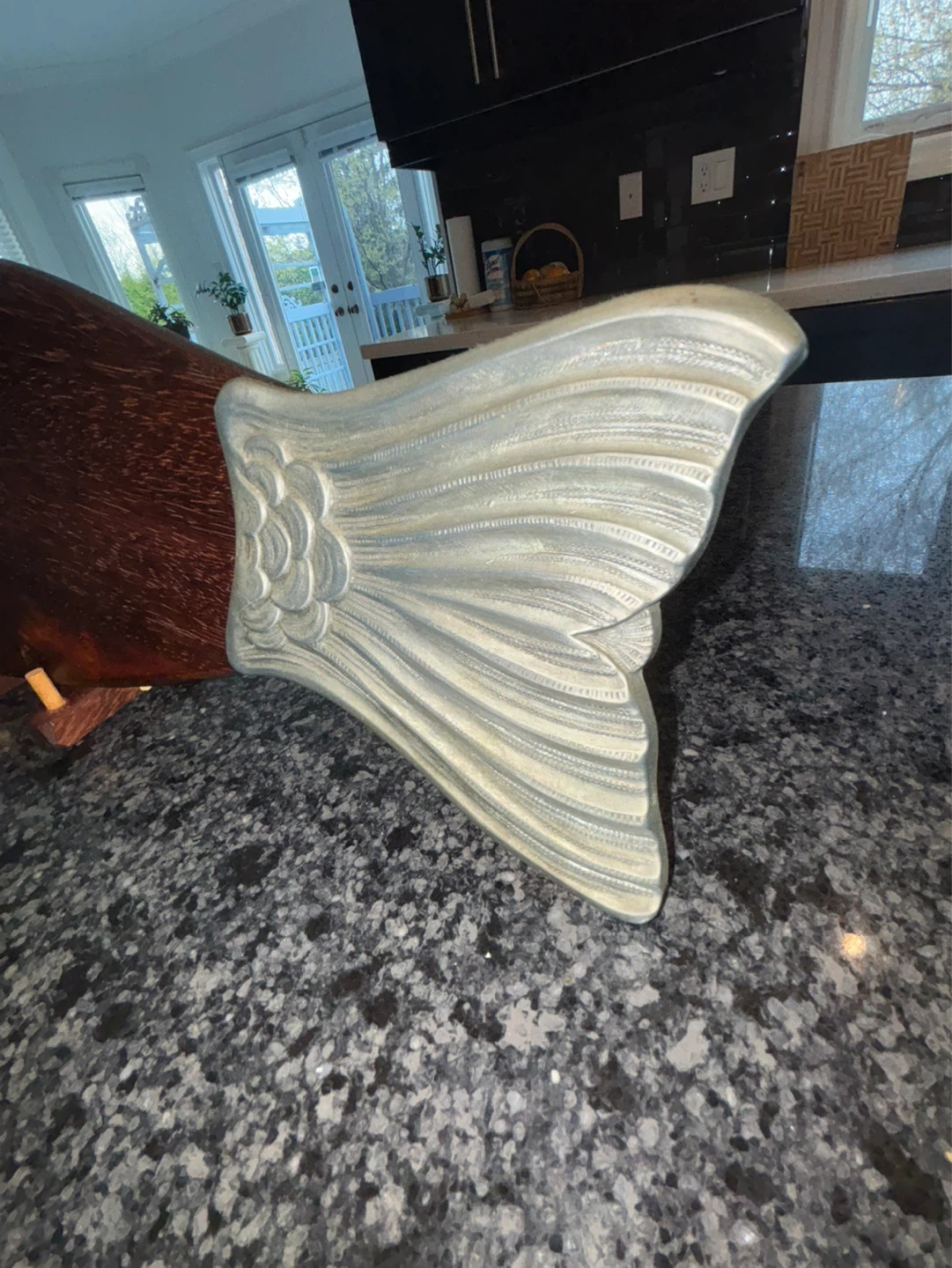 Fish-Shaped Wooden Decorative Board with Pewter Accents - photo 3