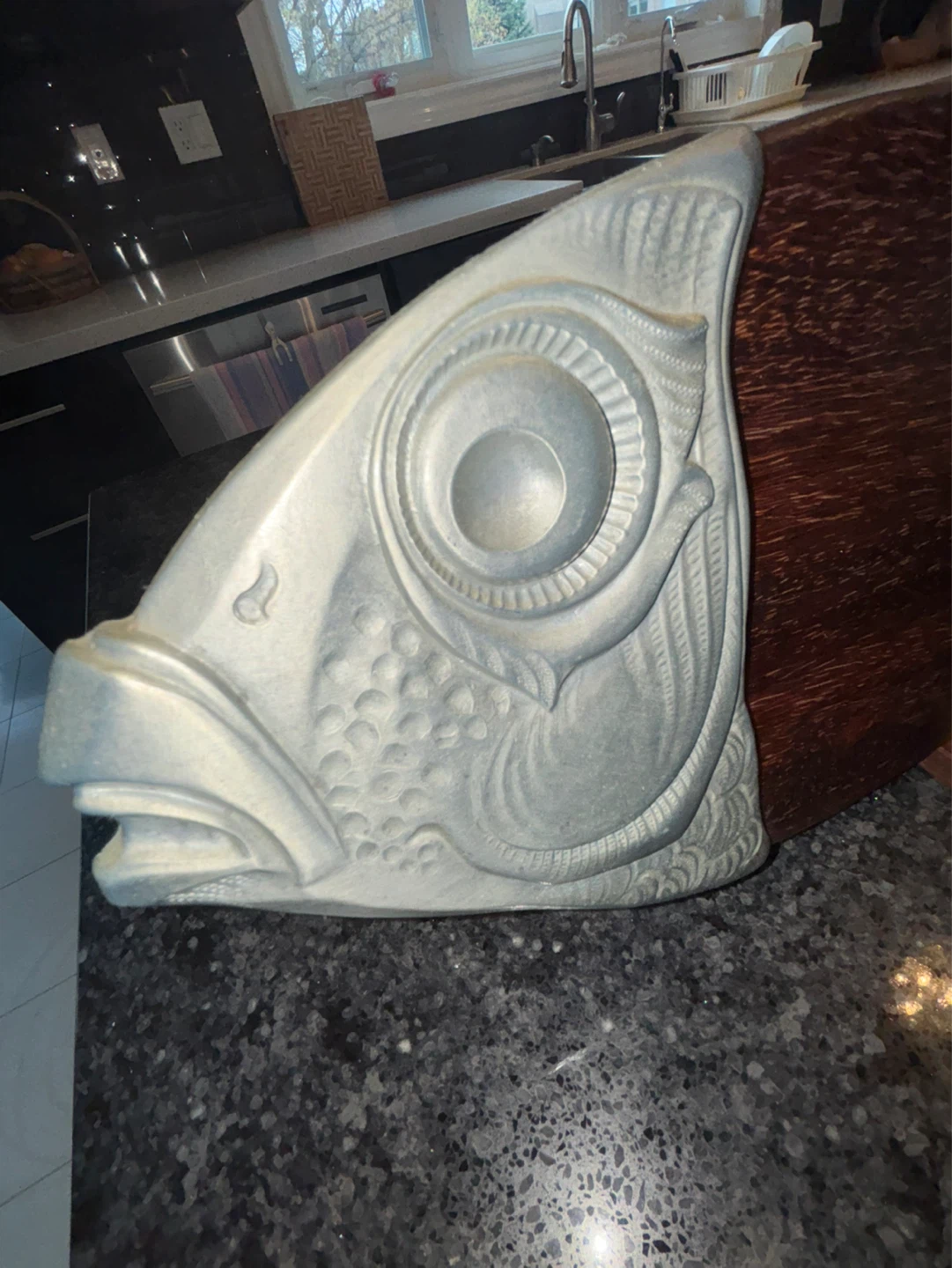 Fish-Shaped Wooden Decorative Board with Pewter Accents - photo 2