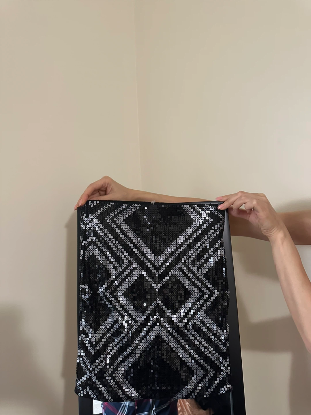Black Sequin short skirt Art Deco Mirror