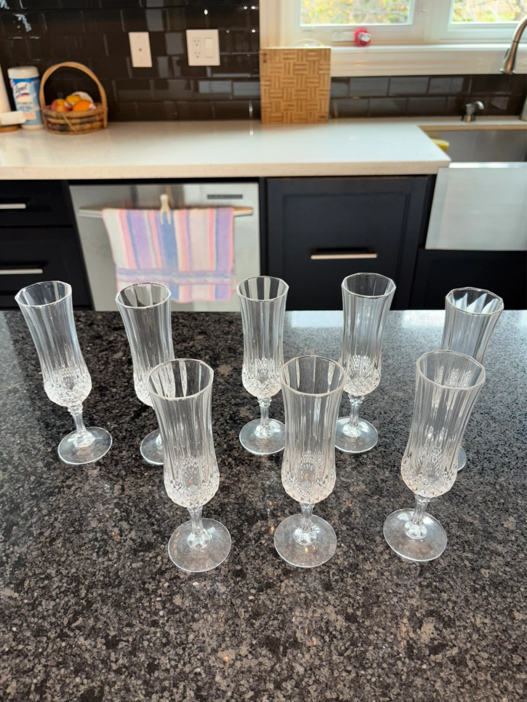 Set of 8 Crystal Flute Glasses
