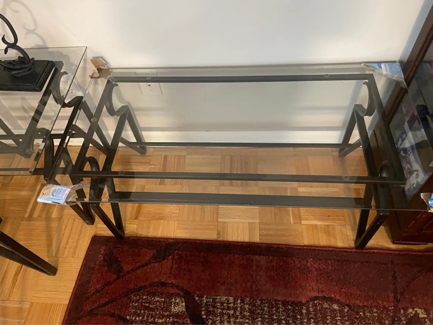 Glass top metal frame coffee table