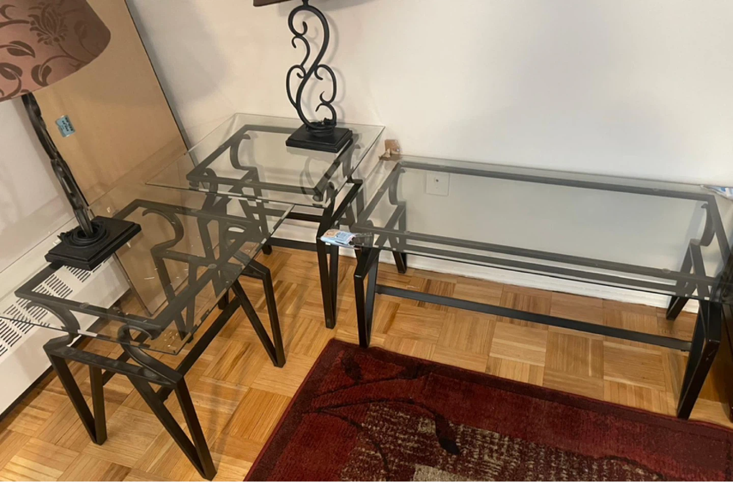 Glass top metal frame coffee table - photo 5