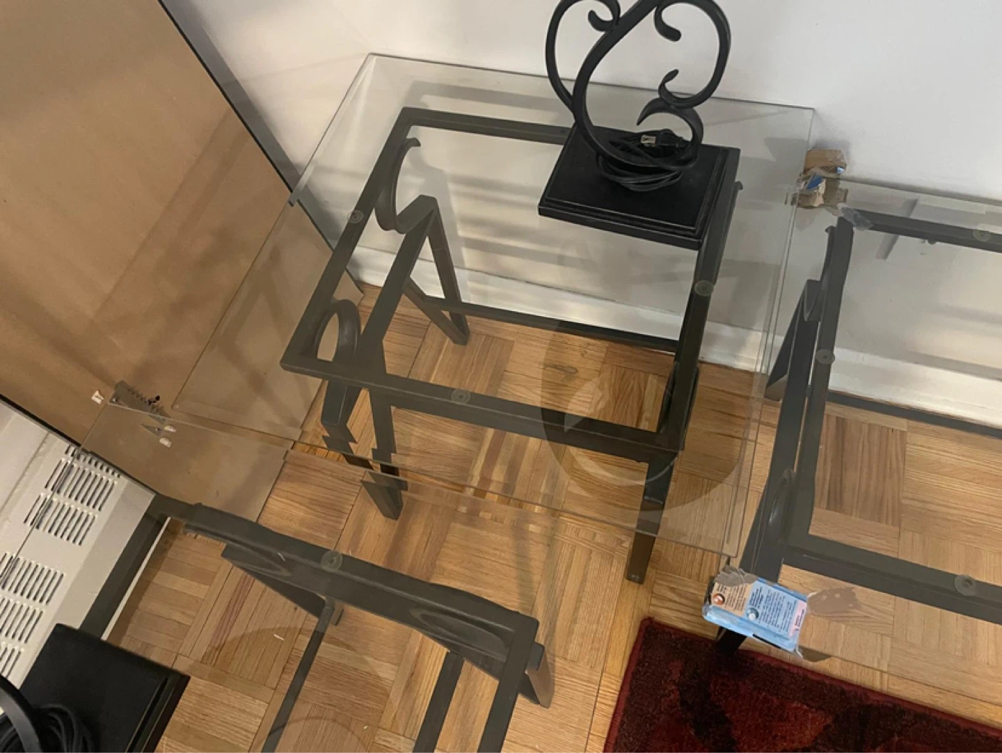 Glass top metal frame coffee table - photo 4