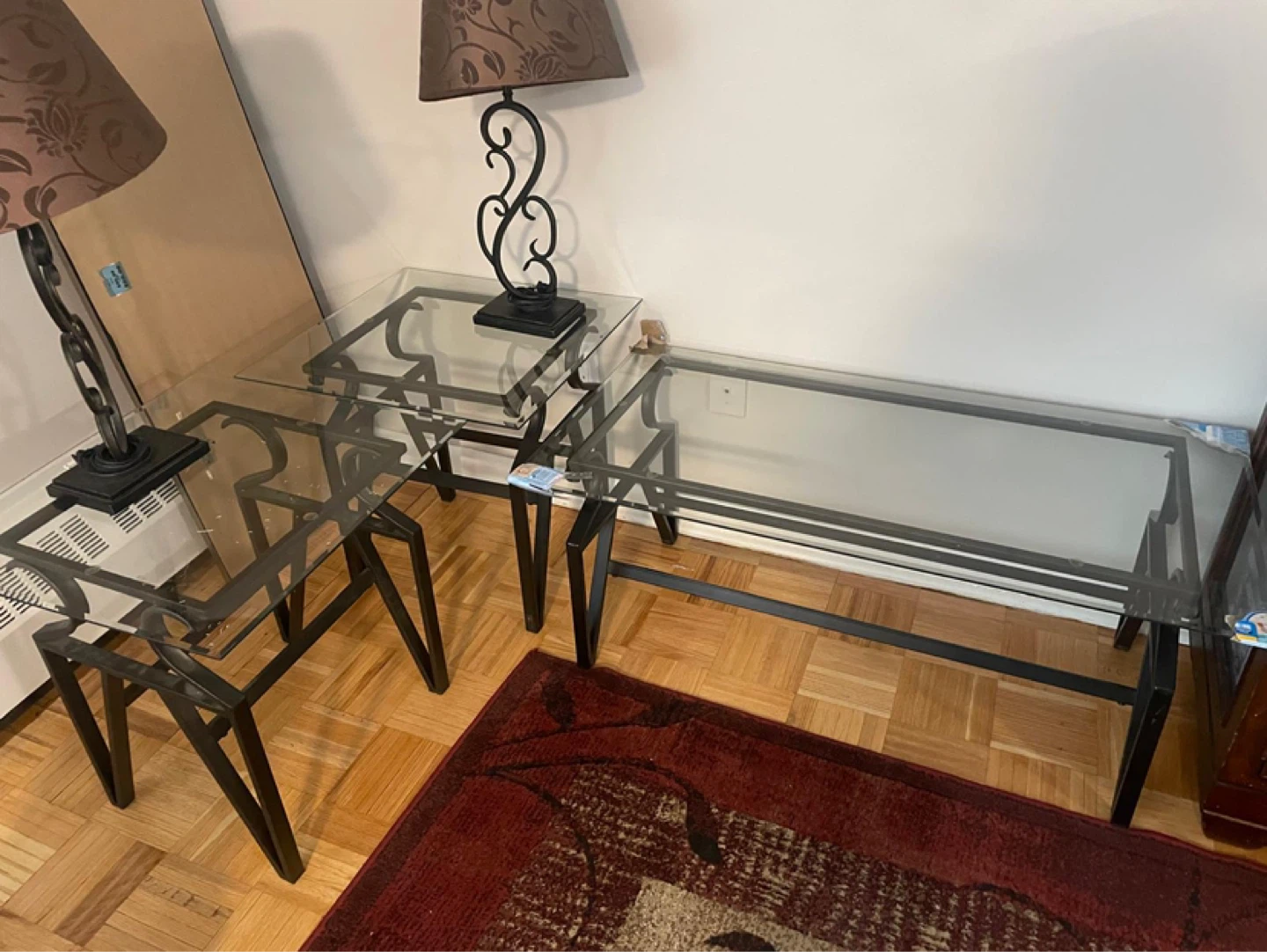 Glass top metal frame coffee table - photo 2