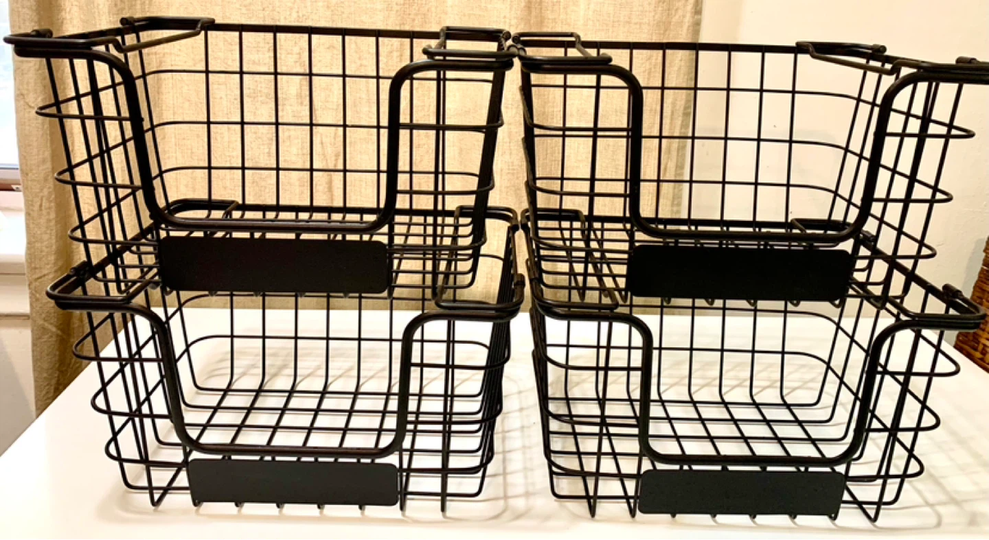 Black Wire Storage Baskets - Set of 4