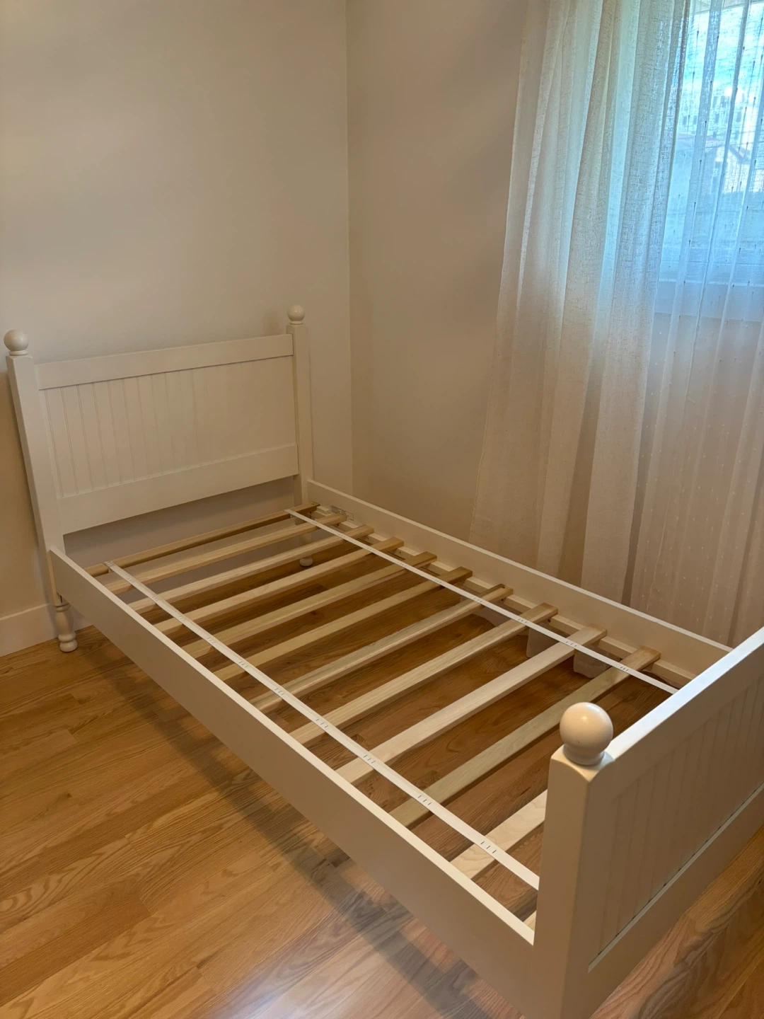 White Twin Bed Frame with a free mattress - photo 2