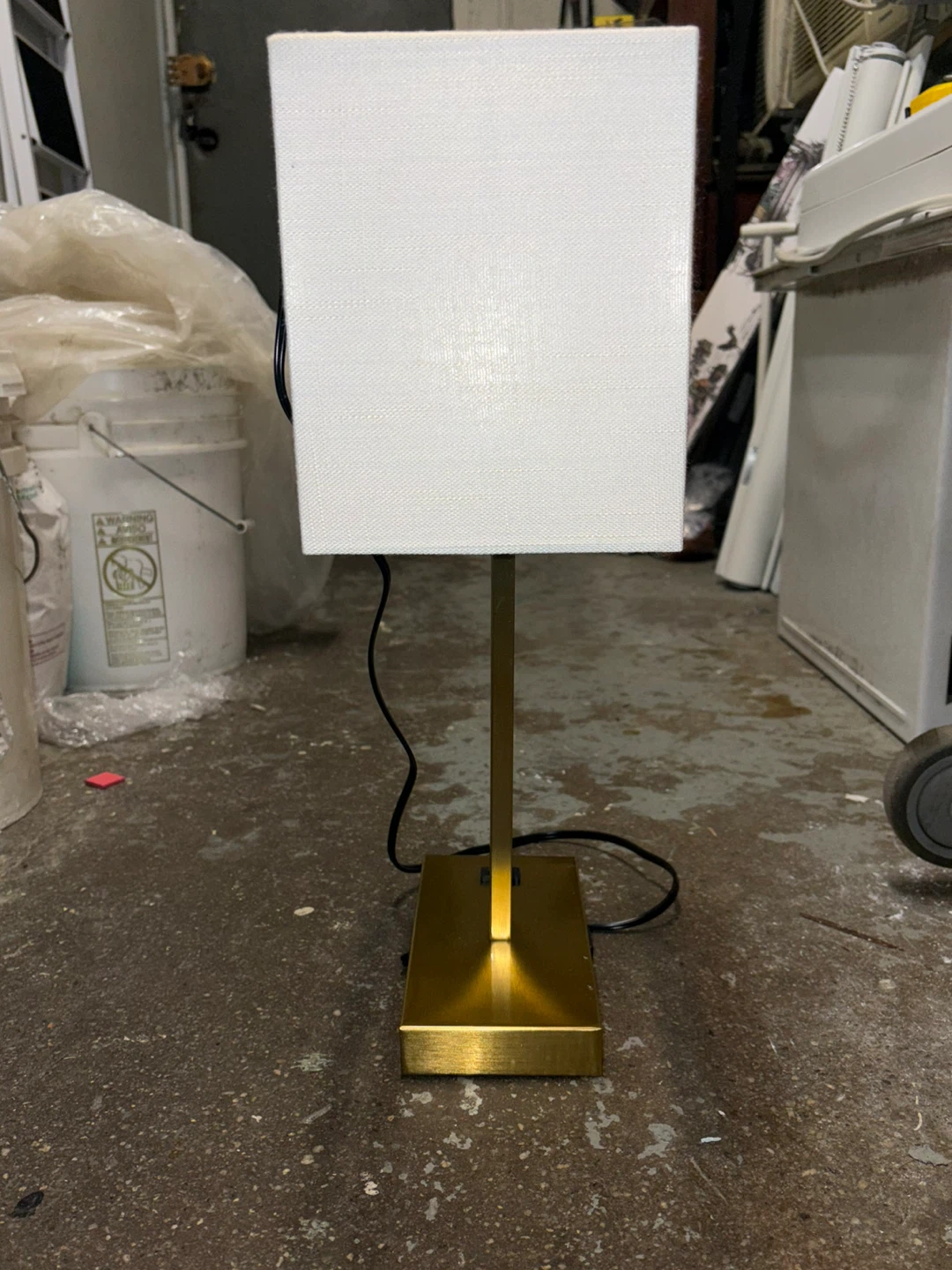 Gold Base Table Lamp with White Rectangular Shade - photo 3