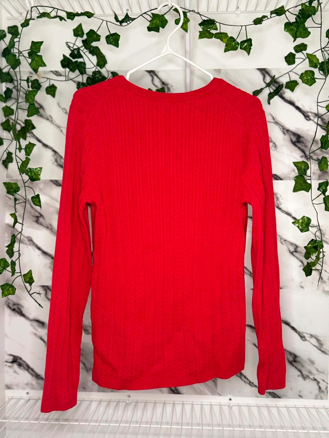Women’s Red Cable Knit Sweater - photo 2