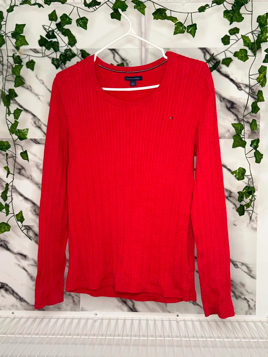 Women’s Red Cable Knit Sweater