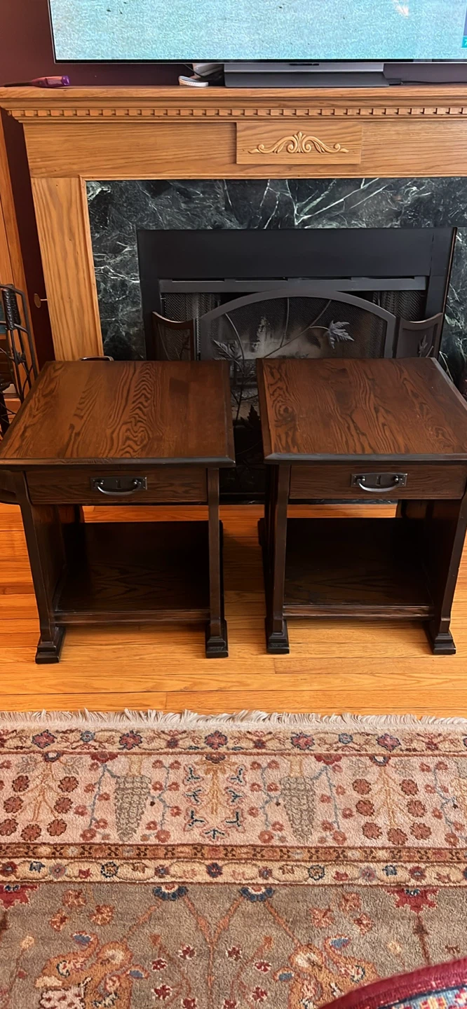 American Mission Style Oak End Tables - Pair