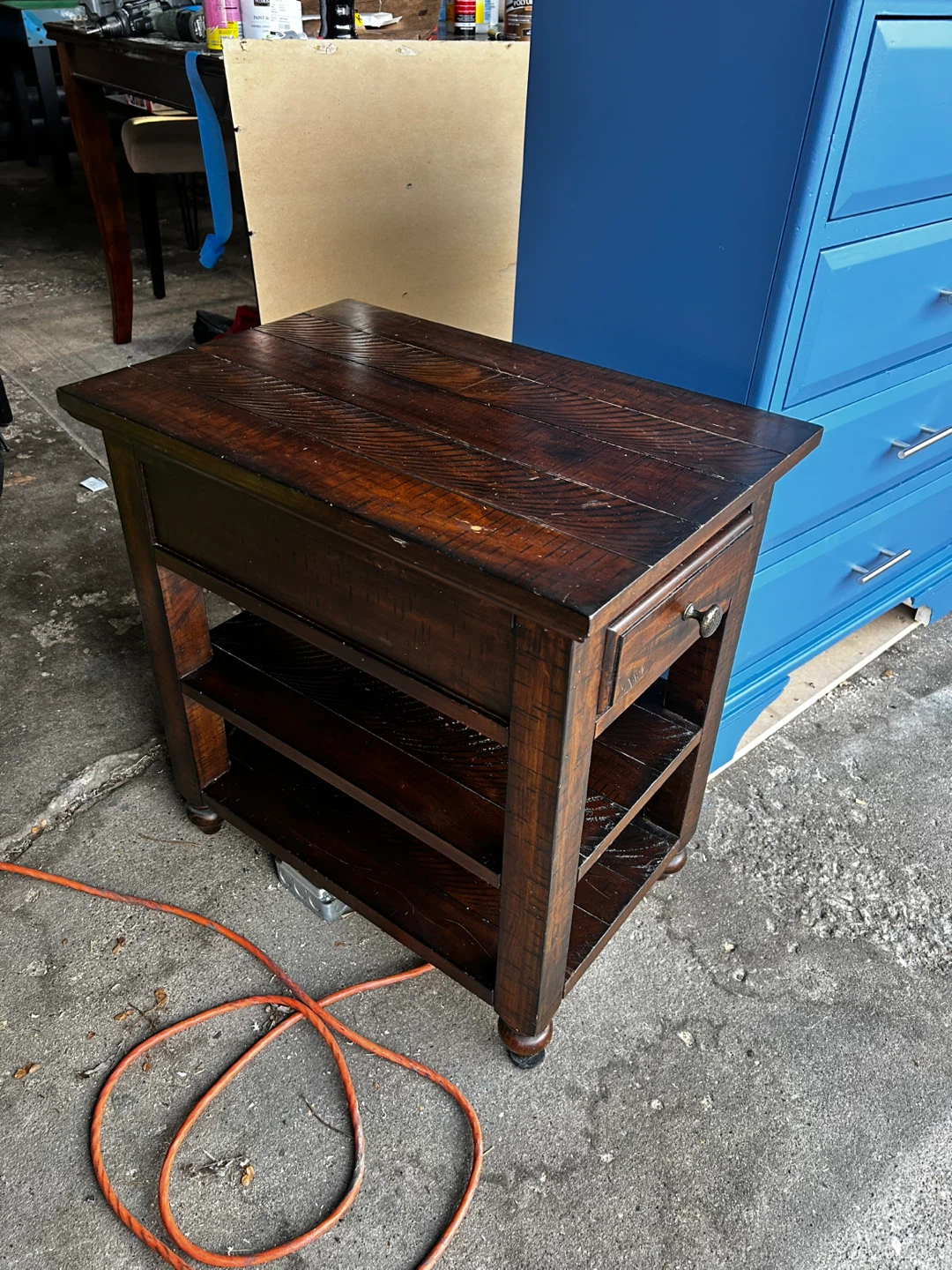 Wooden End Table with Drawer and Shelves - photo 2