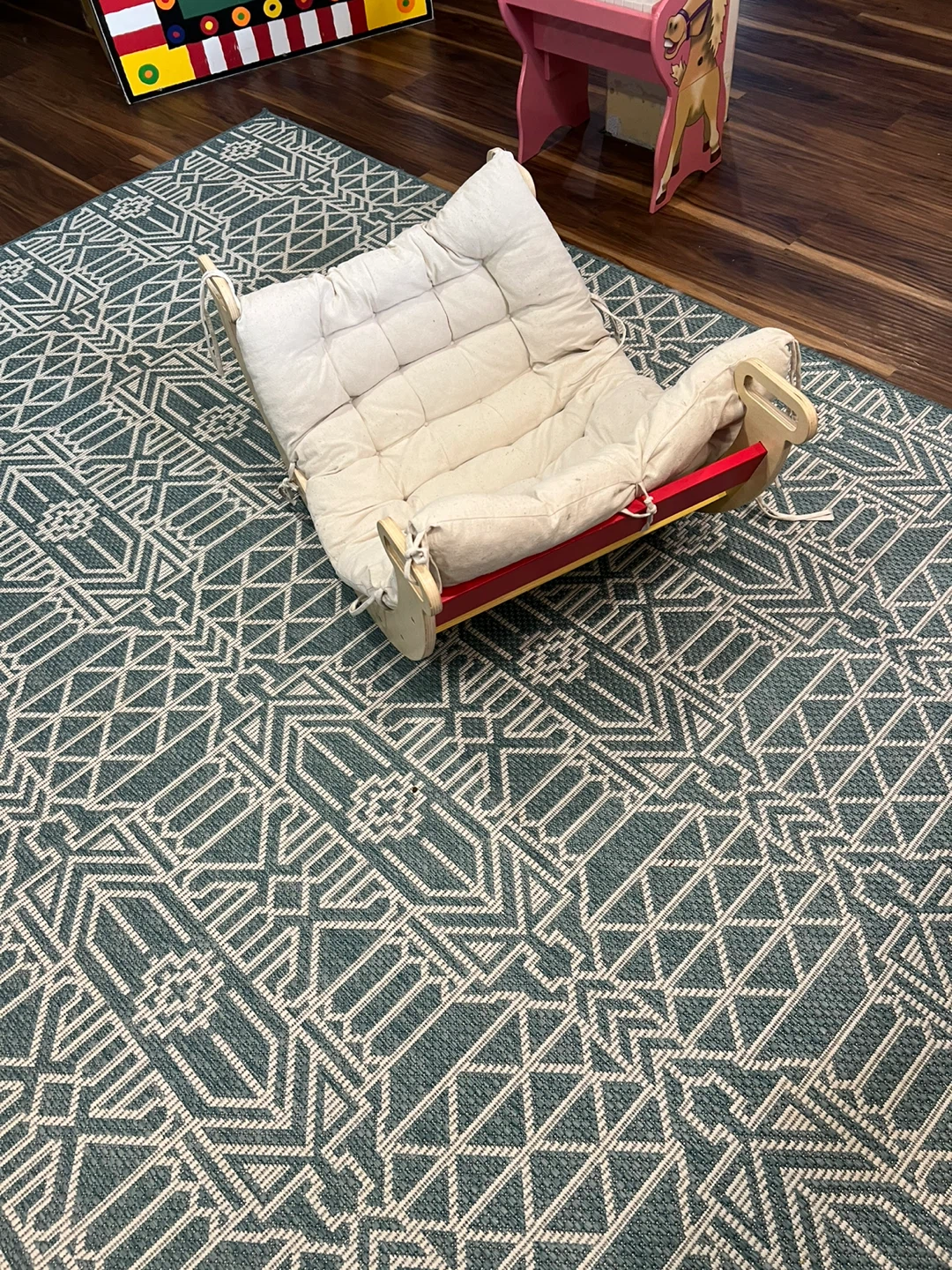 Wooden Rocking Chair with Padded Seat
