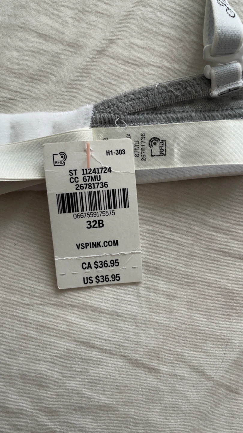 PINK Grey Wireless Push-up Bra - photo 3