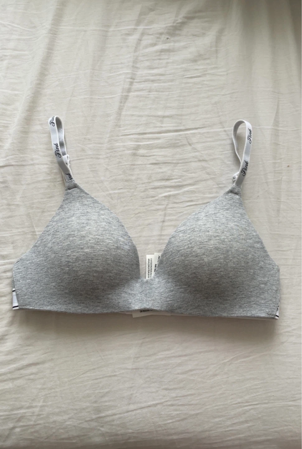 PINK Grey Wireless Push-up Bra