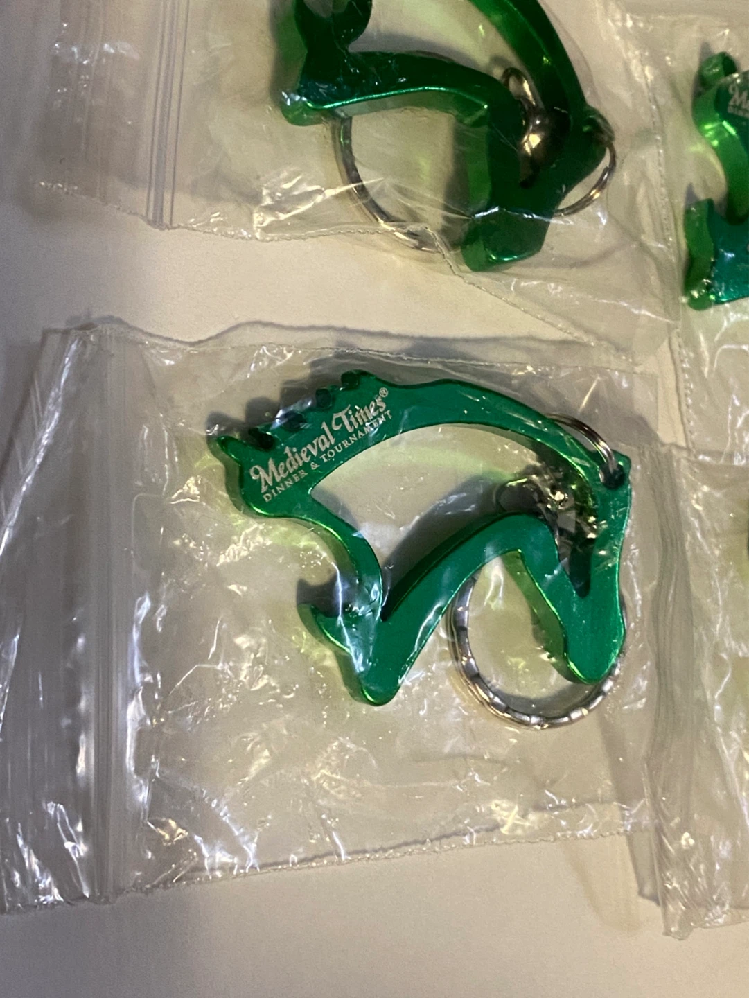 Set of 5 Green Medieval Times Bottle Openers with Keychains - photo 2