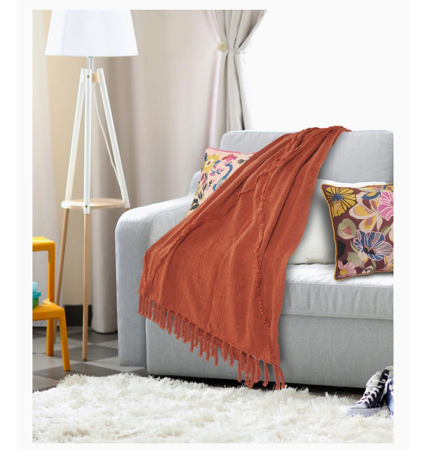 Orange Textured Throw Blanket - photo 3