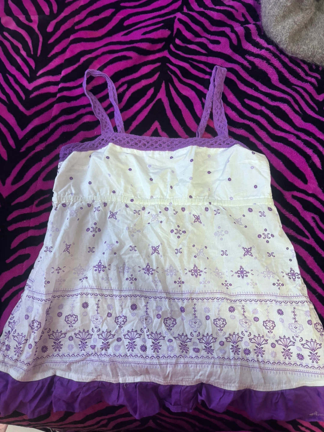 White and Purple Floral Cami Top