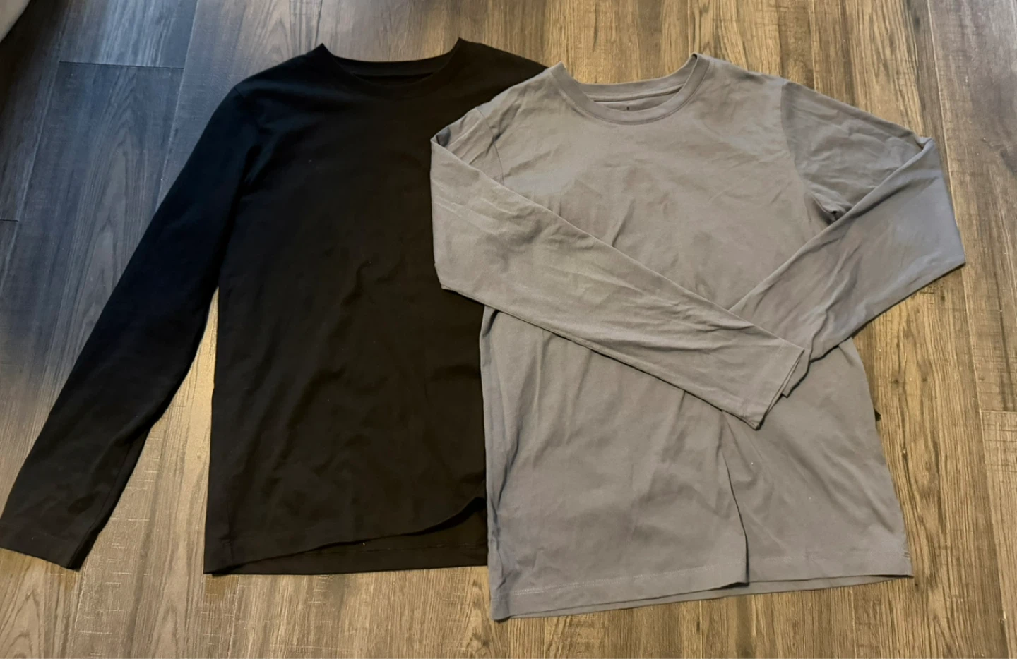 2 Long Sleeve T-Shirts - Black & Blue MUJI