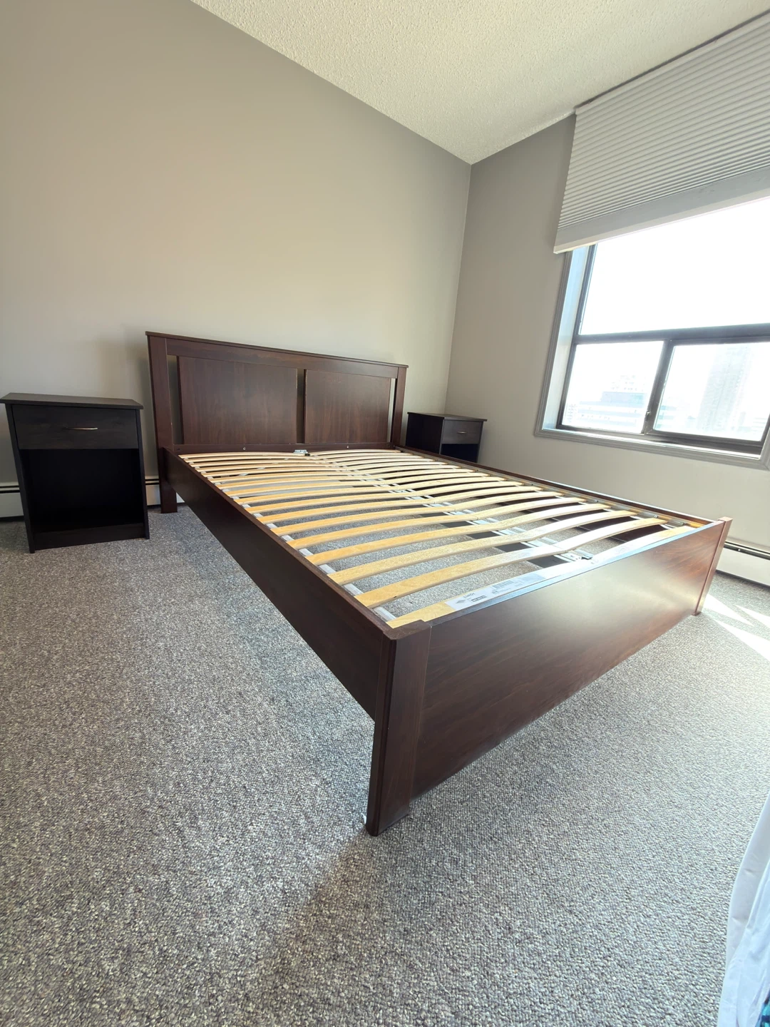 Dark Wood Queen Bed Frame with Slats