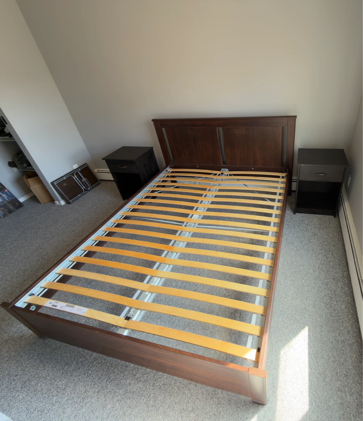 Dark Wood Queen Bed Frame with Slats - photo 3