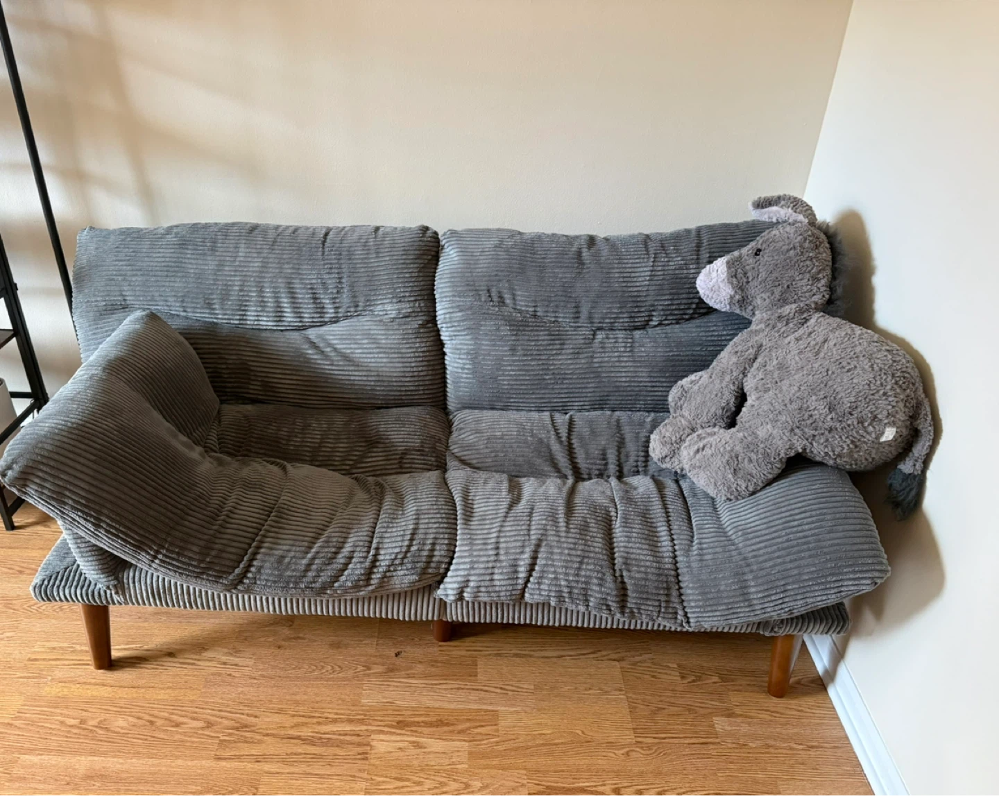 Gray Corduroy Futon Sofa - photo 2