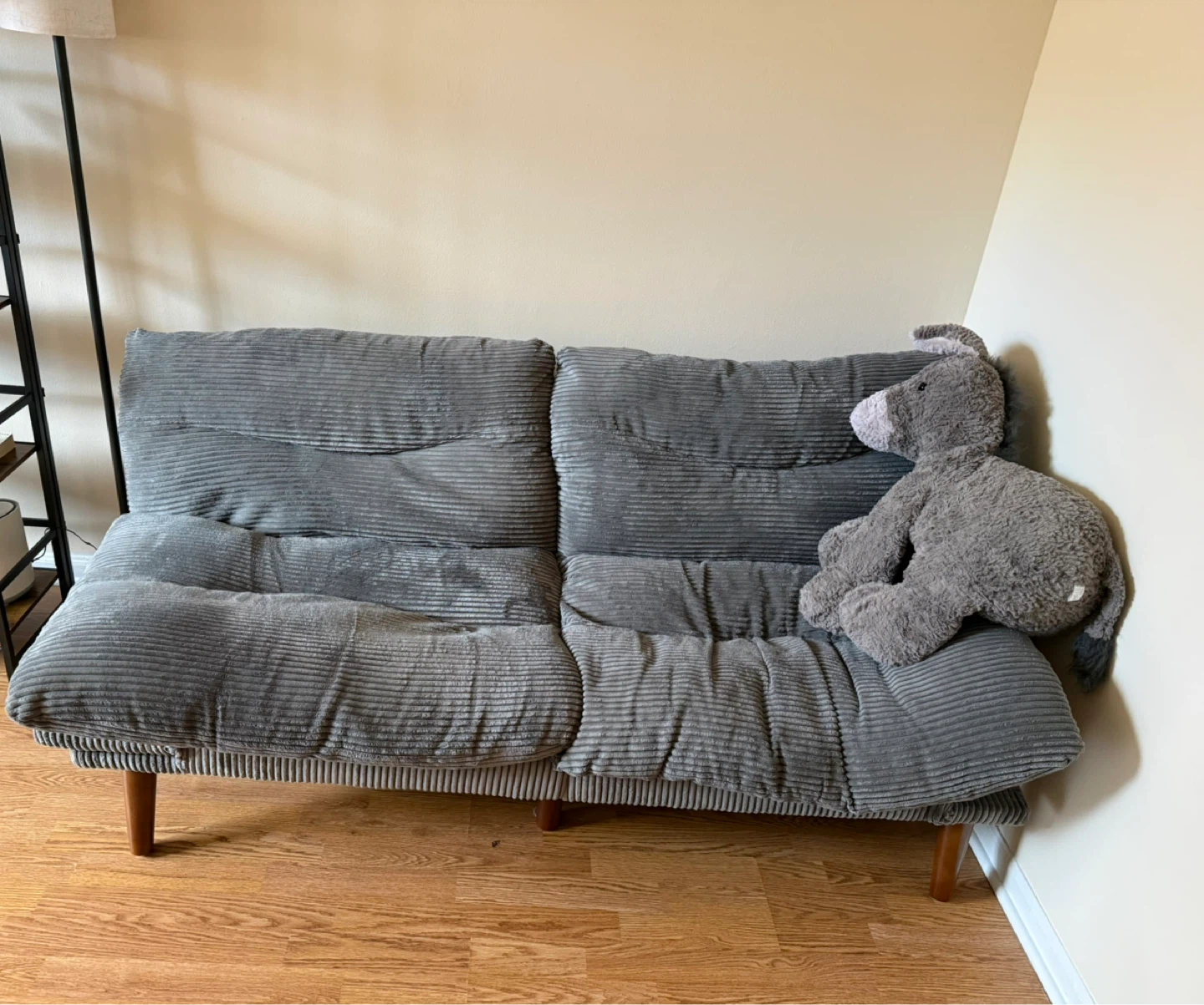 Gray Corduroy Futon Sofa