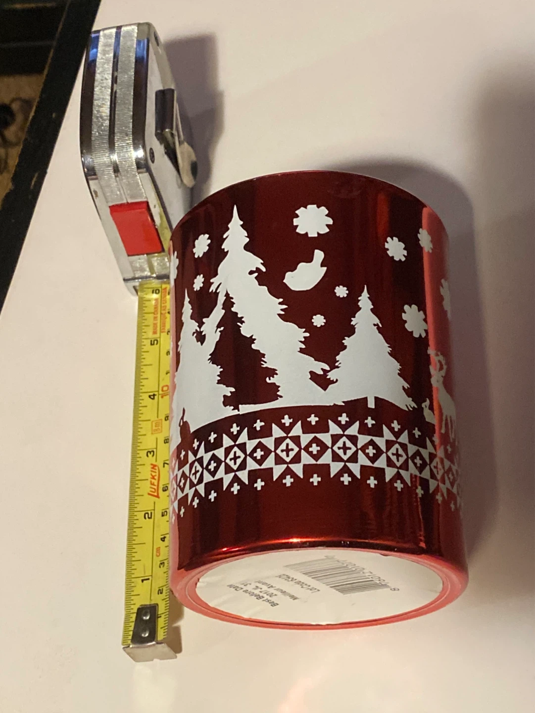 Red Metallic Christmas Candle Holder Lantern - photo 3