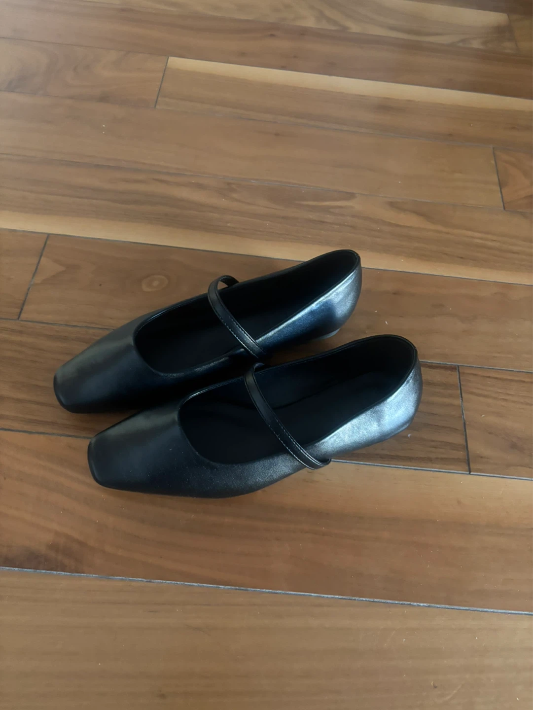 Size 7.5 / 38 Black Square Toe Ballet Flats Shoes - photo 2