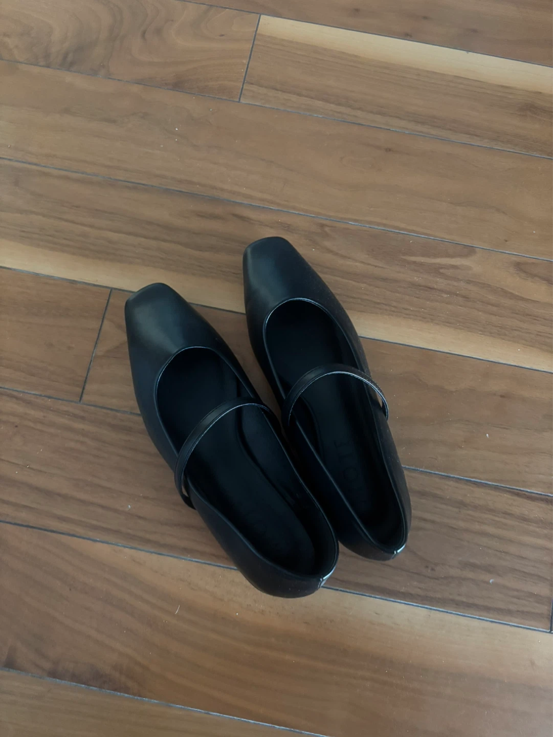 Size 7.5 / 38 Black Square Toe Ballet Flats Shoes