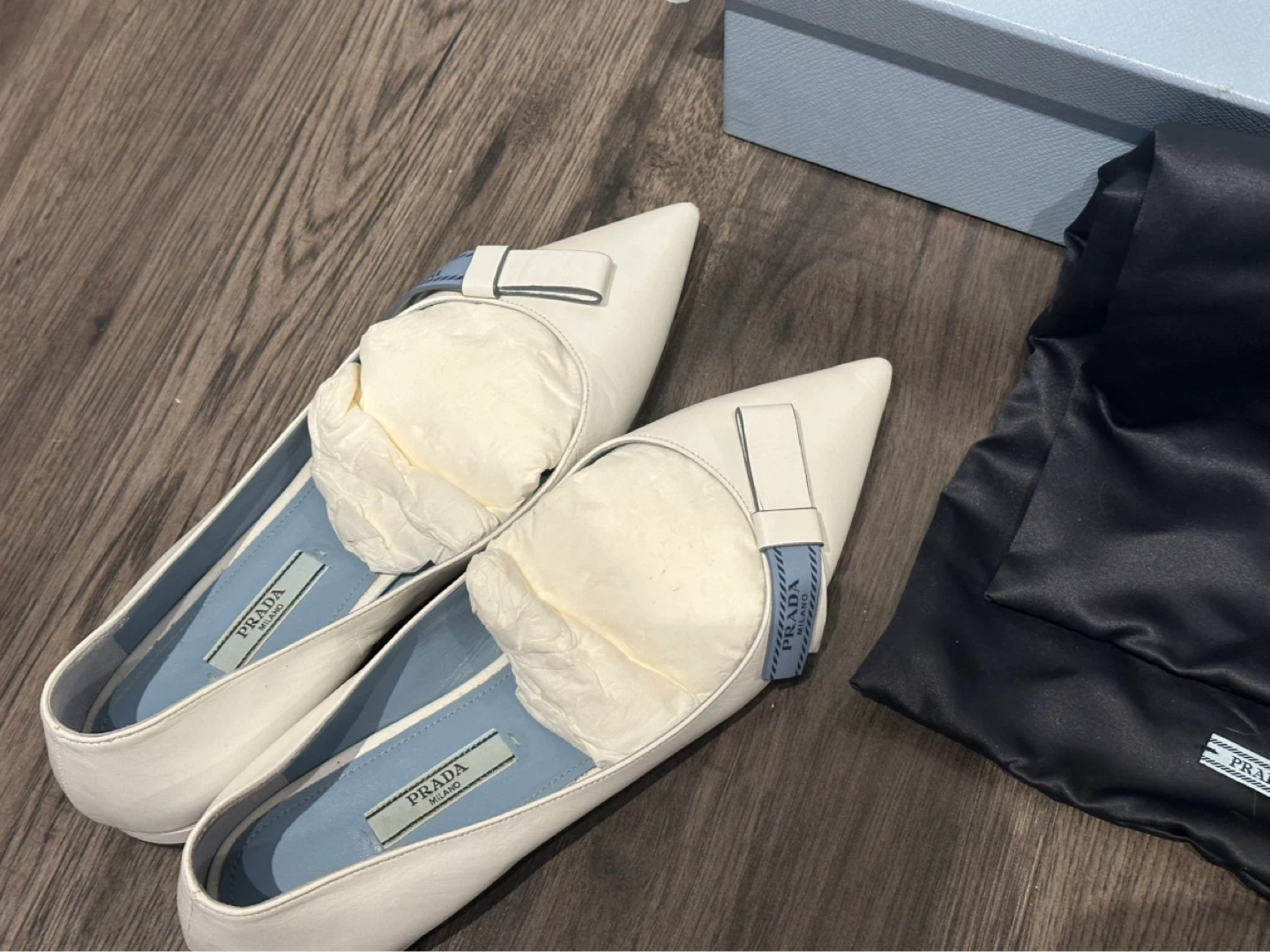 Prada Women's White Leather Ballet Flats - Size 37 - photo 2