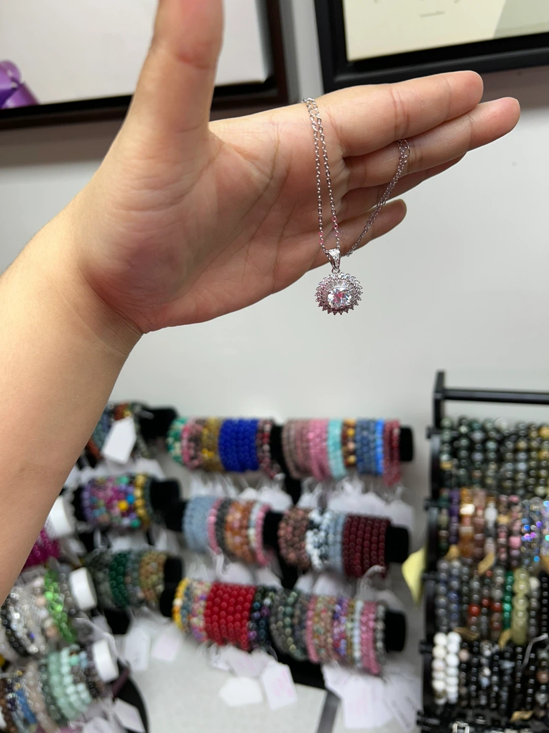 Rondelle Pendant Necklace with Clear Crystal - photo 3