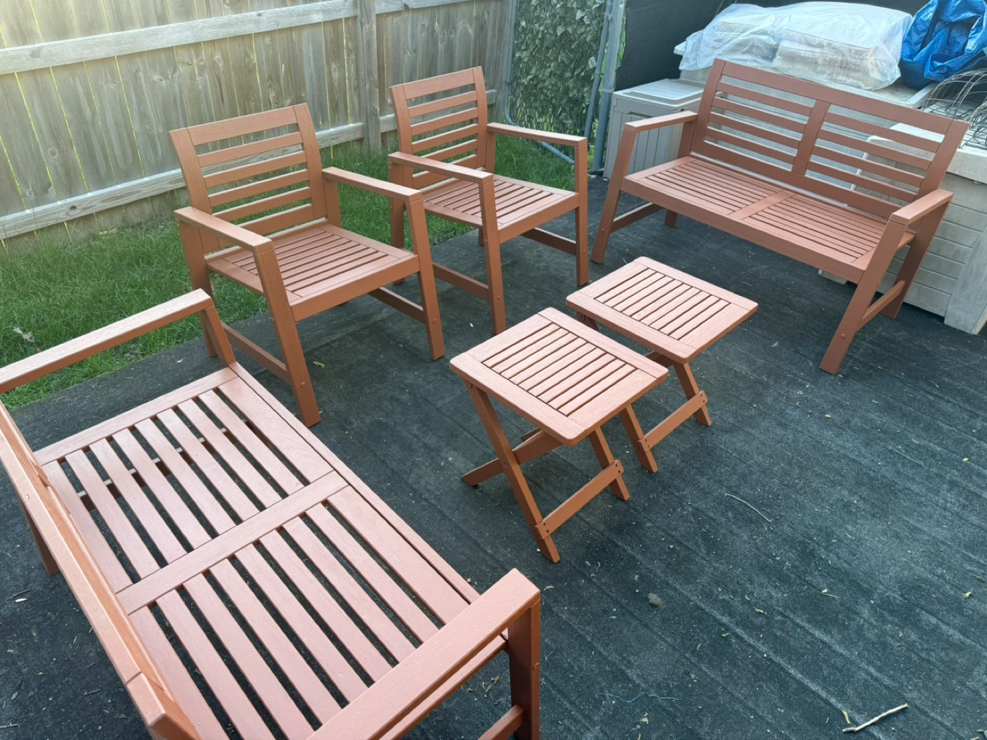 Terracotta Outdoor Bench and Chairs Set