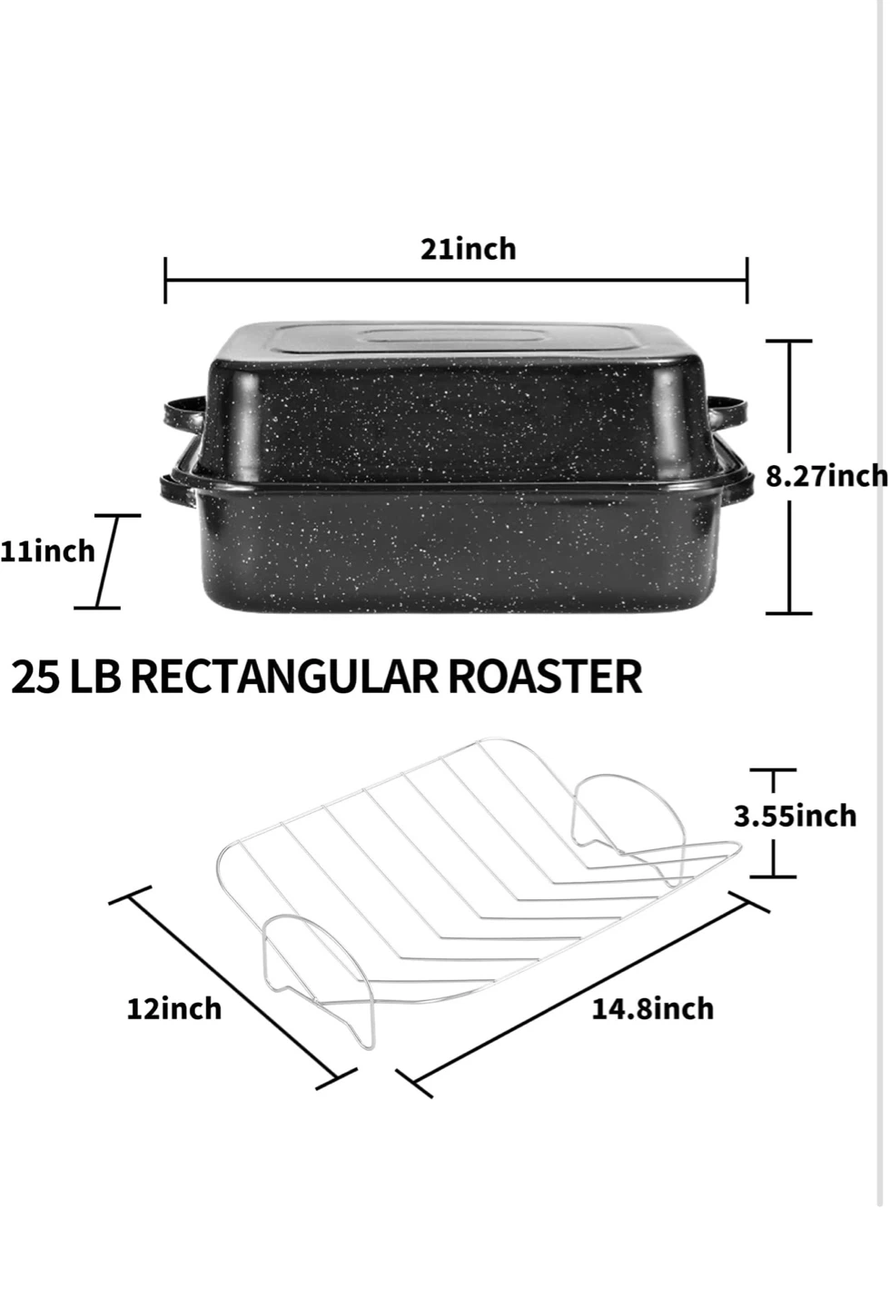 21in Roasting Pan with Lid, Rack & Baster - photo 3