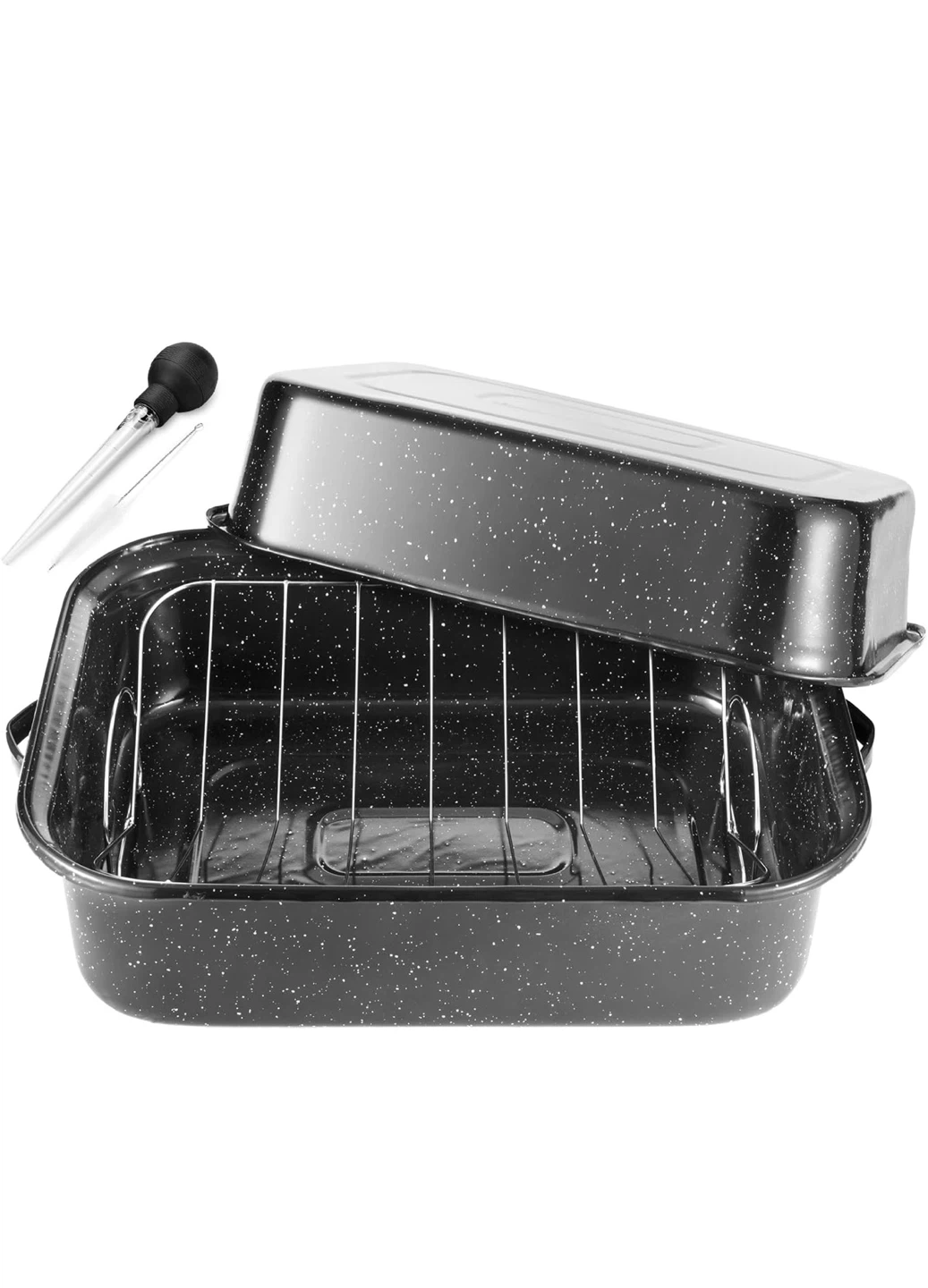 21in Roasting Pan with Lid, Rack & Baster