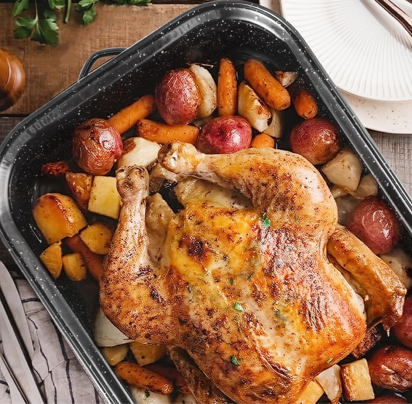21in Roasting Pan with Lid, Rack & Baster - photo 2
