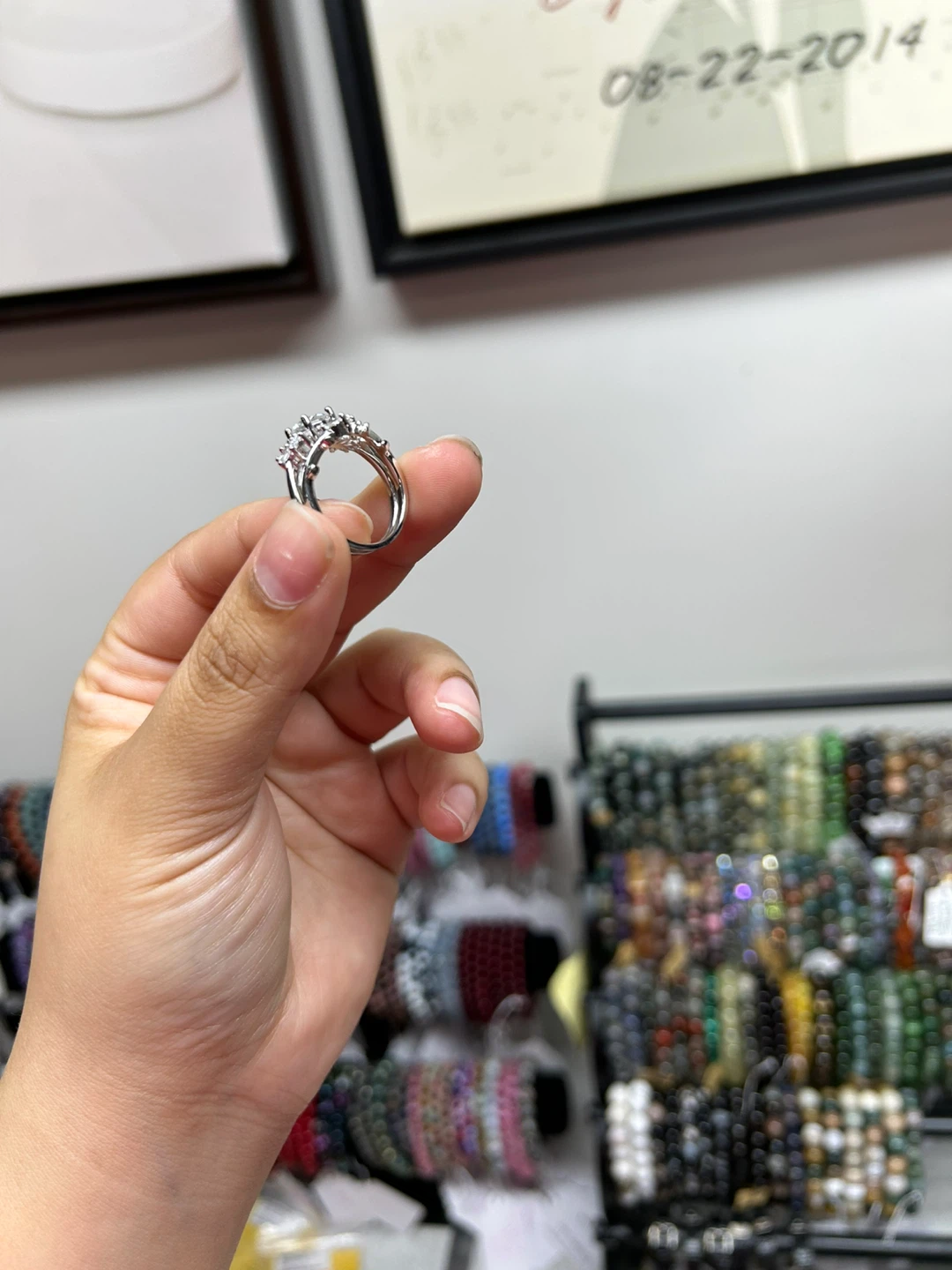 Silver-tone Ring with Clear Stones, Moissanite S925 - photo 2