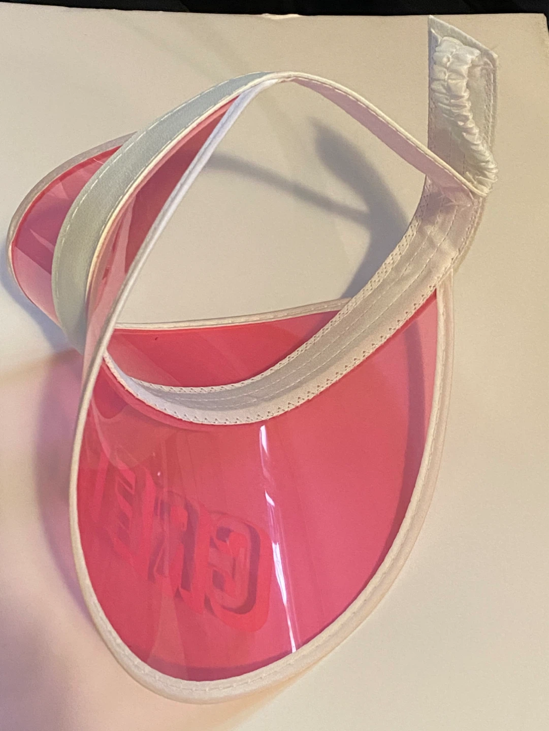 Pink Transparent Vinyl Visor "CREW" - ONLY $2 - photo 3