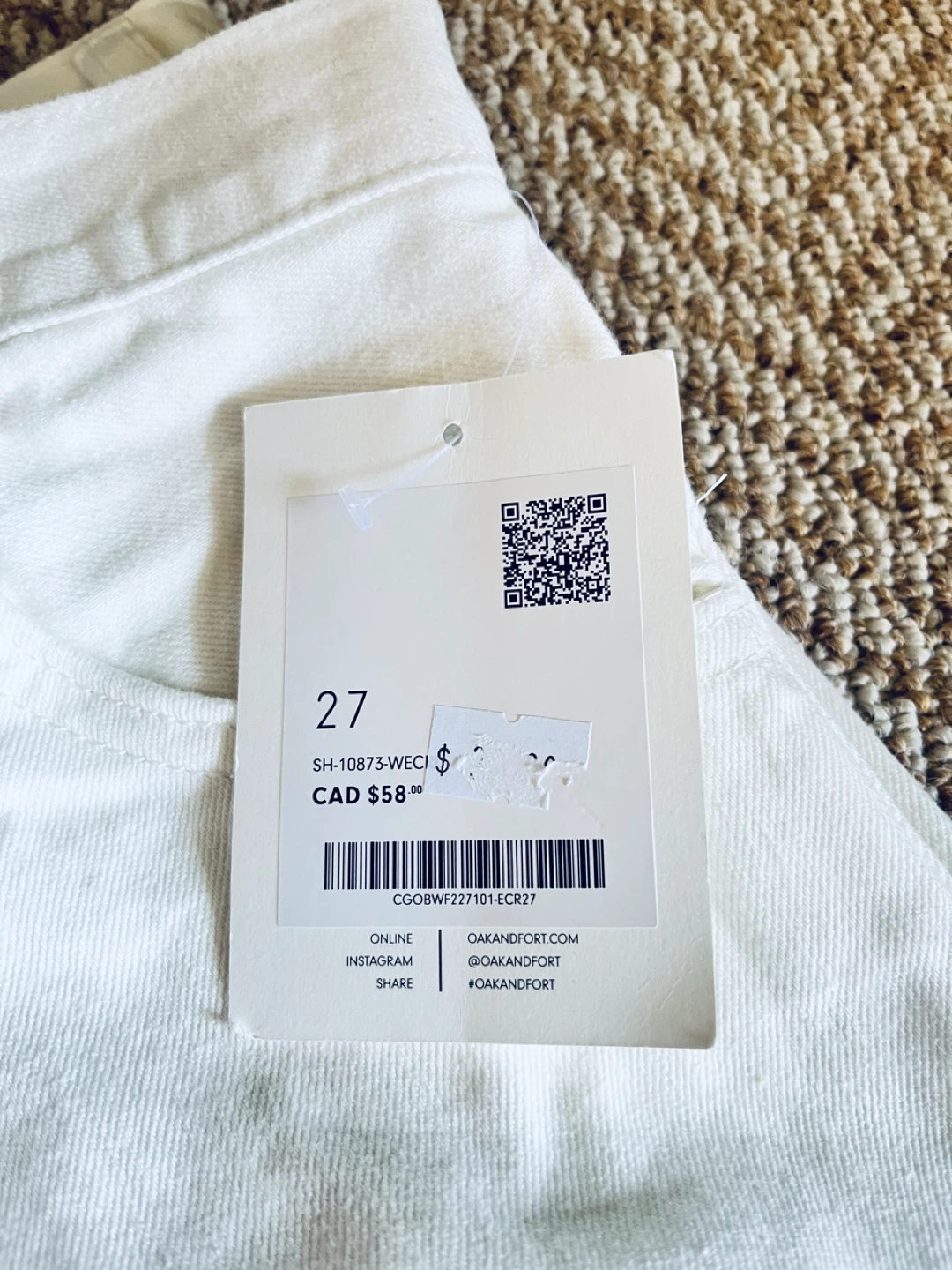 Oak + Fort White Denim Shorts Size 27 - photo 3