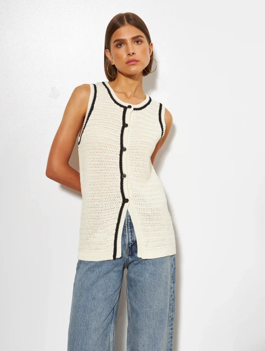LINE Knitwear - Mia -Knit Vest Top in Pebbled Shore