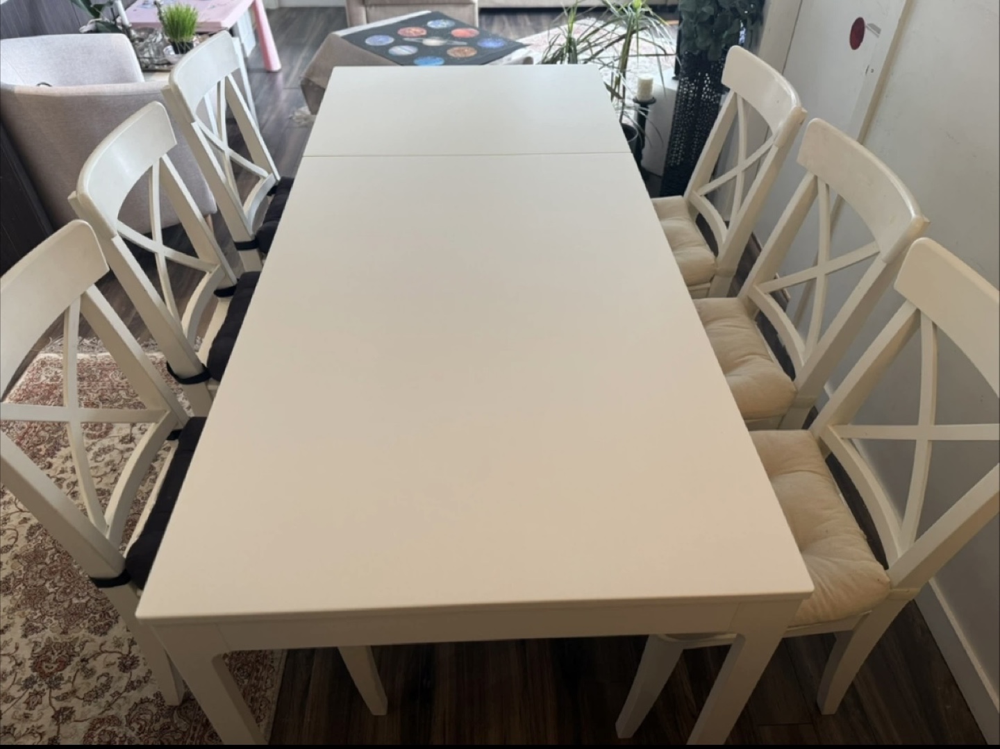 Can deliver—Ikea extendable table and 6 Ingolf chairs. - photo 2