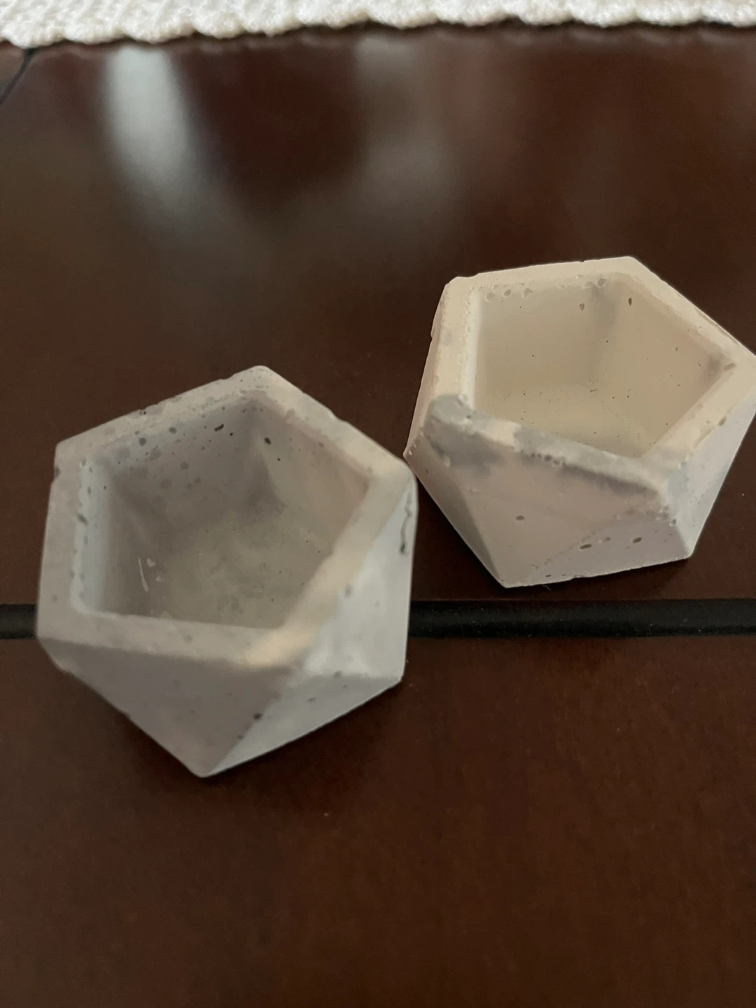 Set of 2 Tiny Geometric Concrete Planters