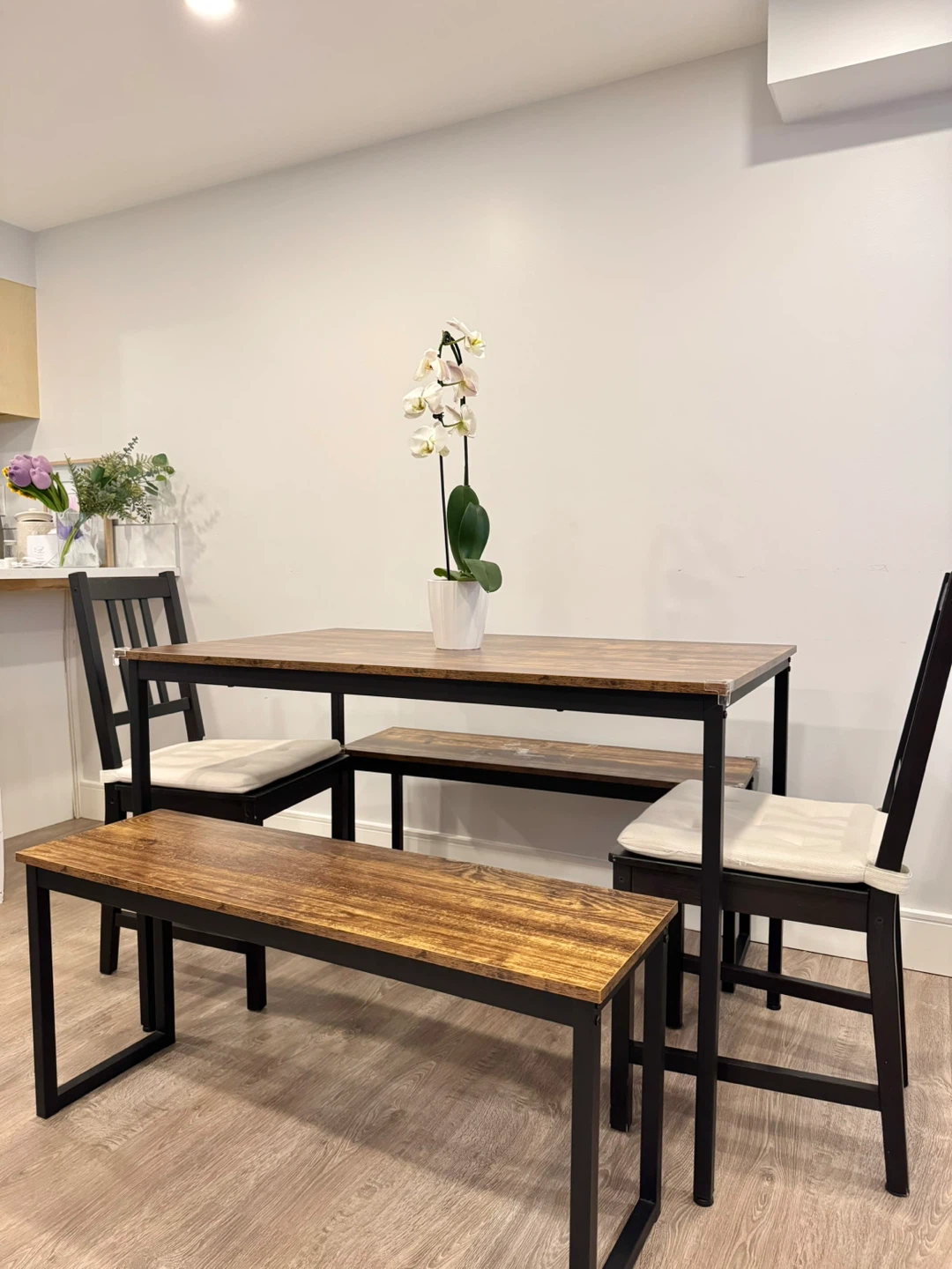 Rectangular Dining Table Set with 2 Benches - photo 4