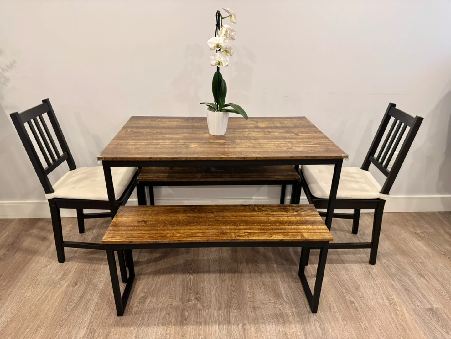 Rectangular Dining Table Set with 2 Benches - photo 3