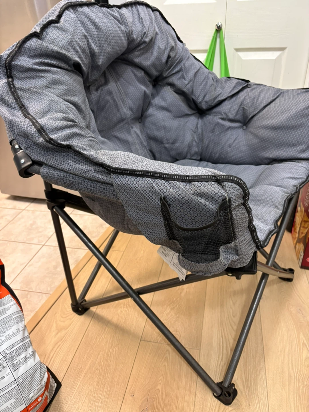 2 - Grey Padded Folding Camping Chair with Carry Bag