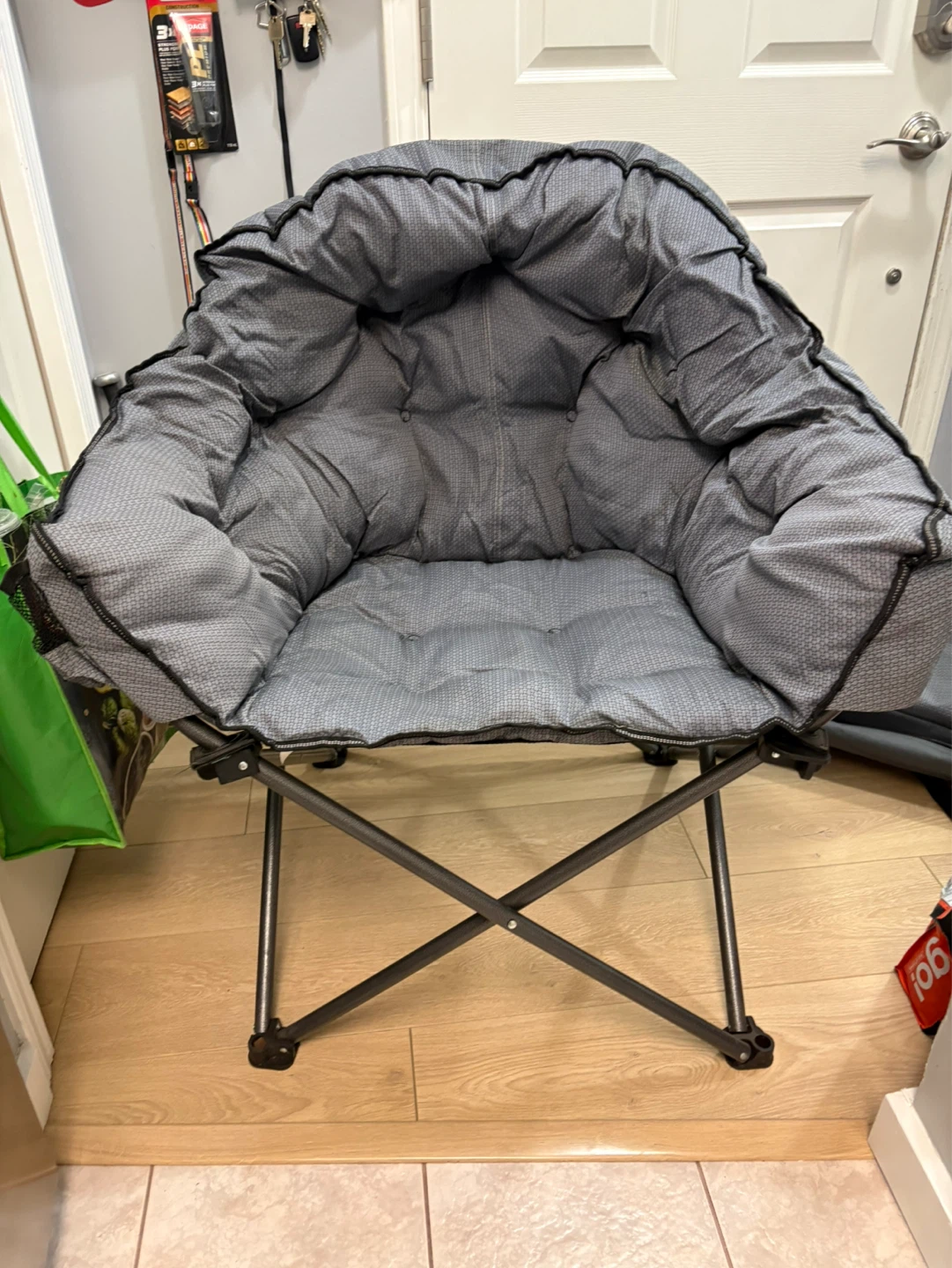 2 - Grey Padded Folding Camping Chair with Carry Bag - photo 5