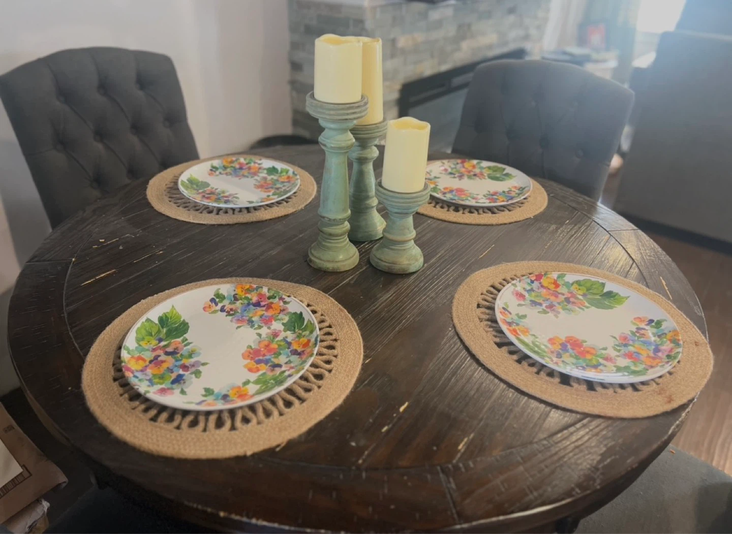 Round Wood Dining Table with 4 Chairs - photo 3